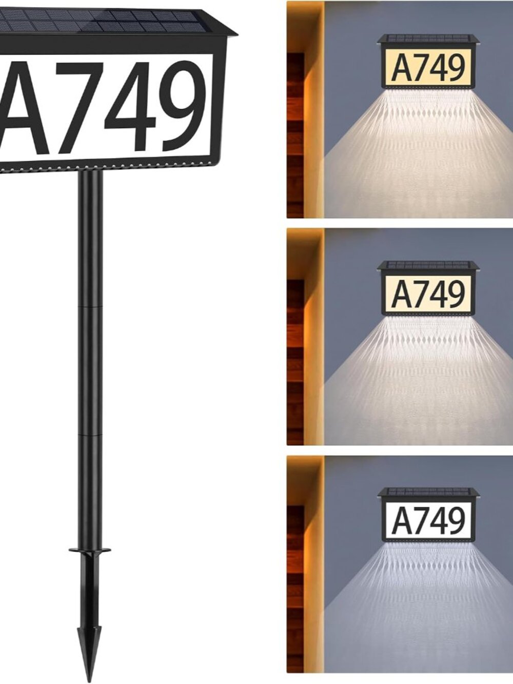 Solar Address Sign, House Numbers for Outside Light Up Waterproof